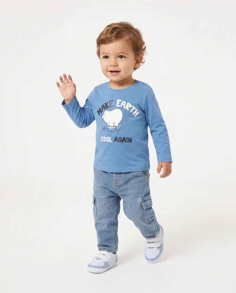 Jeans cargo in cotone con tasconi - Denim