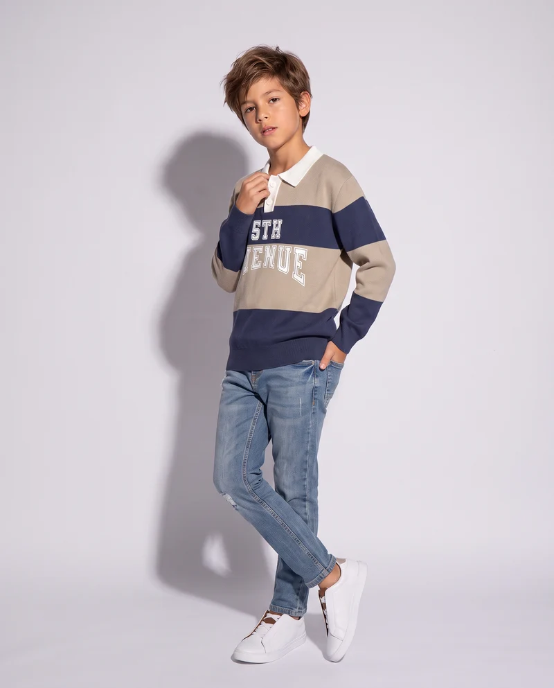 Maglioncino polo rigato oversize sportivo - Righe