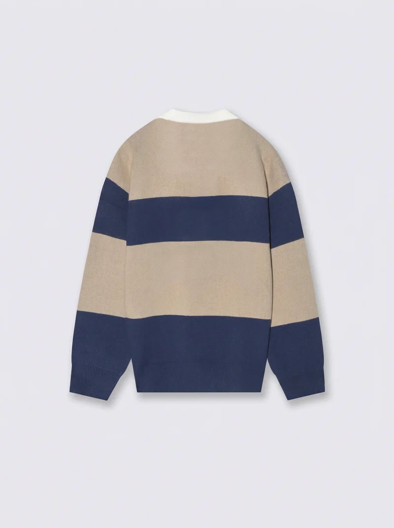 Maglioncino polo rigato oversize sportivo - Righe