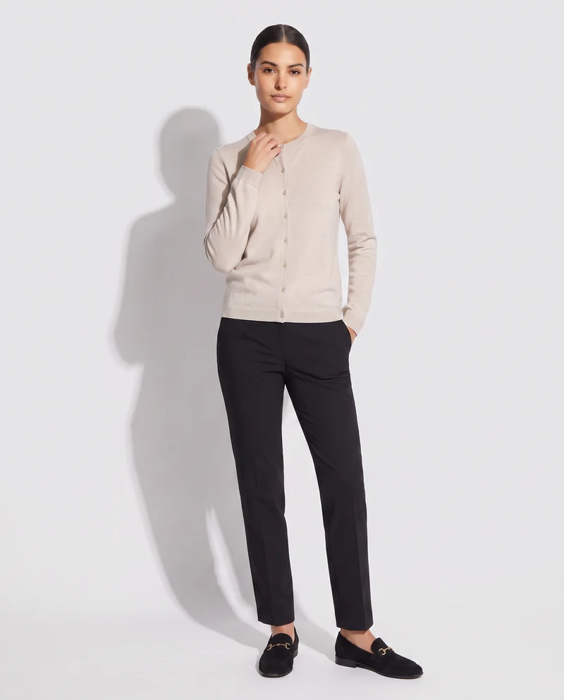 Cardigan basico girocollo vestibilità regolare - Avorio