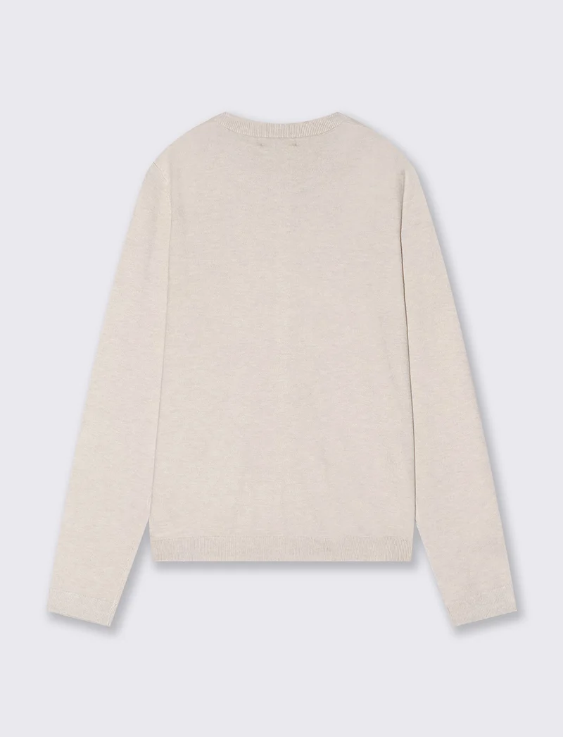 Cardigan basico girocollo vestibilità regolare - Avorio