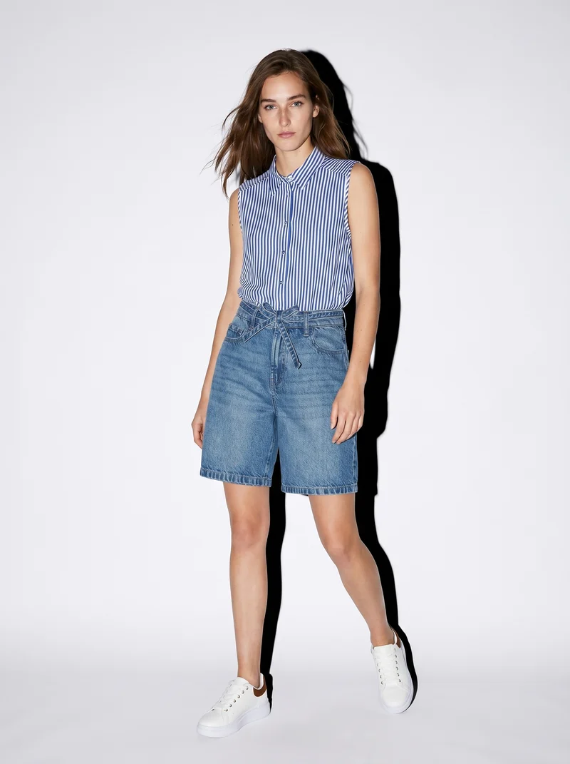 Short in denim vita alta 5 tasche - Denim chiaro