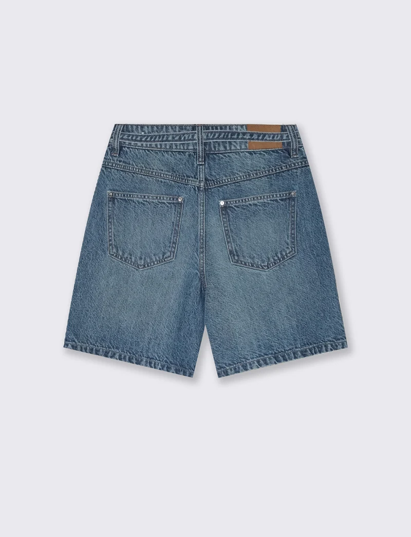 Short in denim vita alta 5 tasche - Denim chiaro
