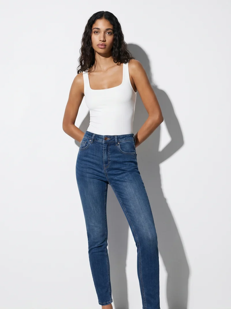 Jeans super skinny 5 tasche vita media - Denim