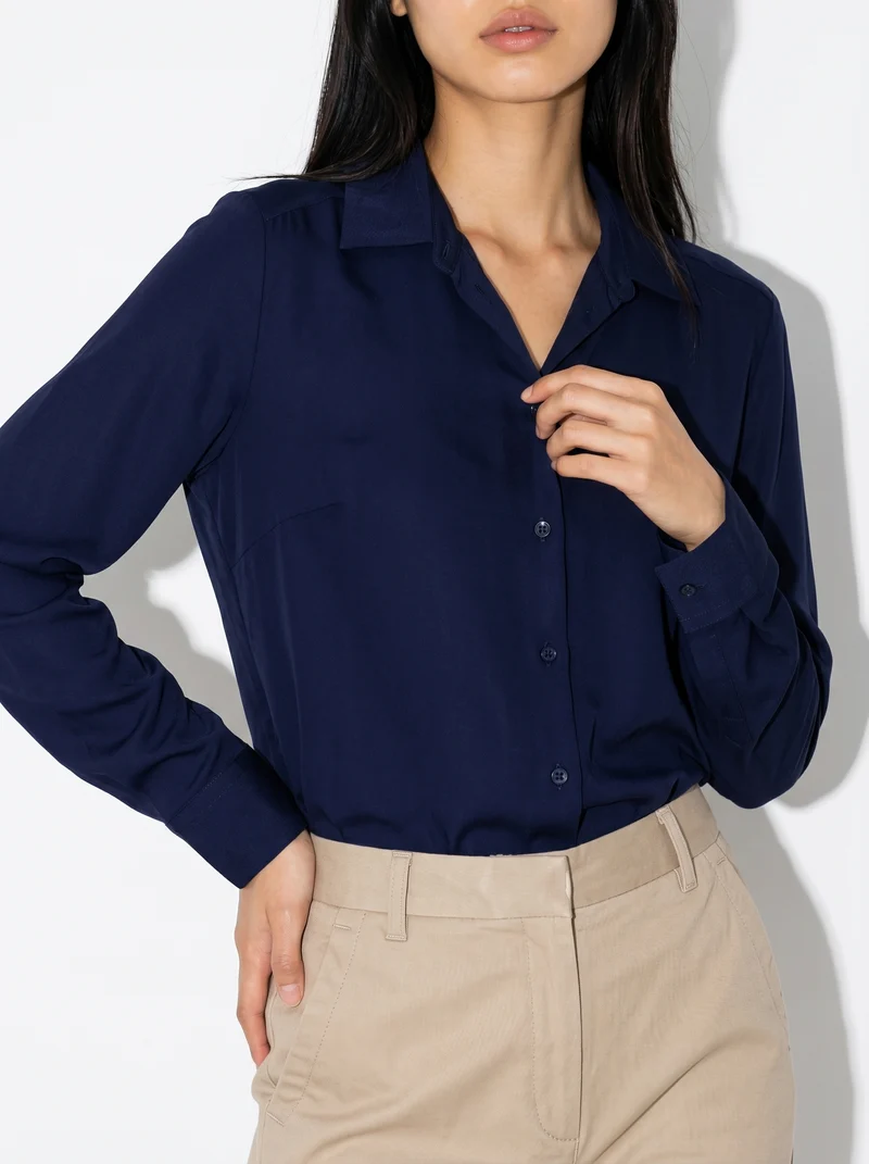 Camicia manica lunga con pieghe posteriori - Blu