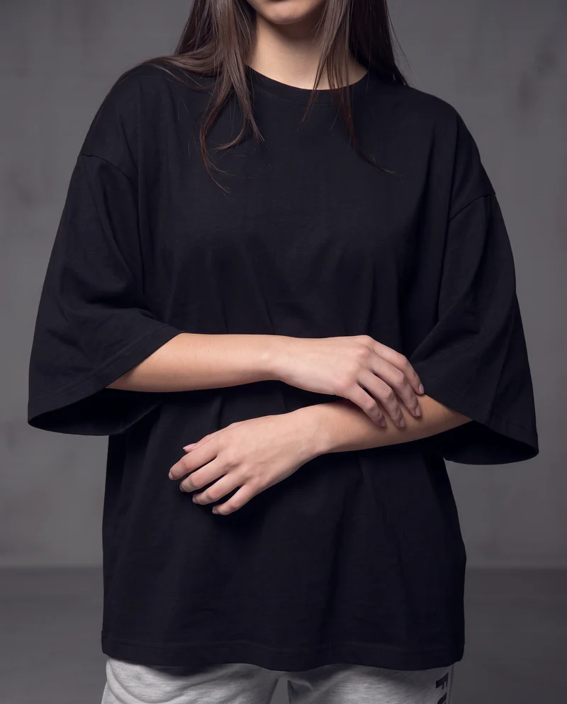 T-shirt girocollo con maniche a pipistrello - Blu
