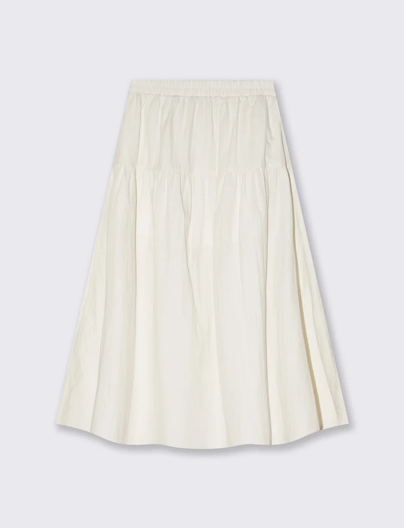 Gonna lunga in cotone con coulisse - Avorio
