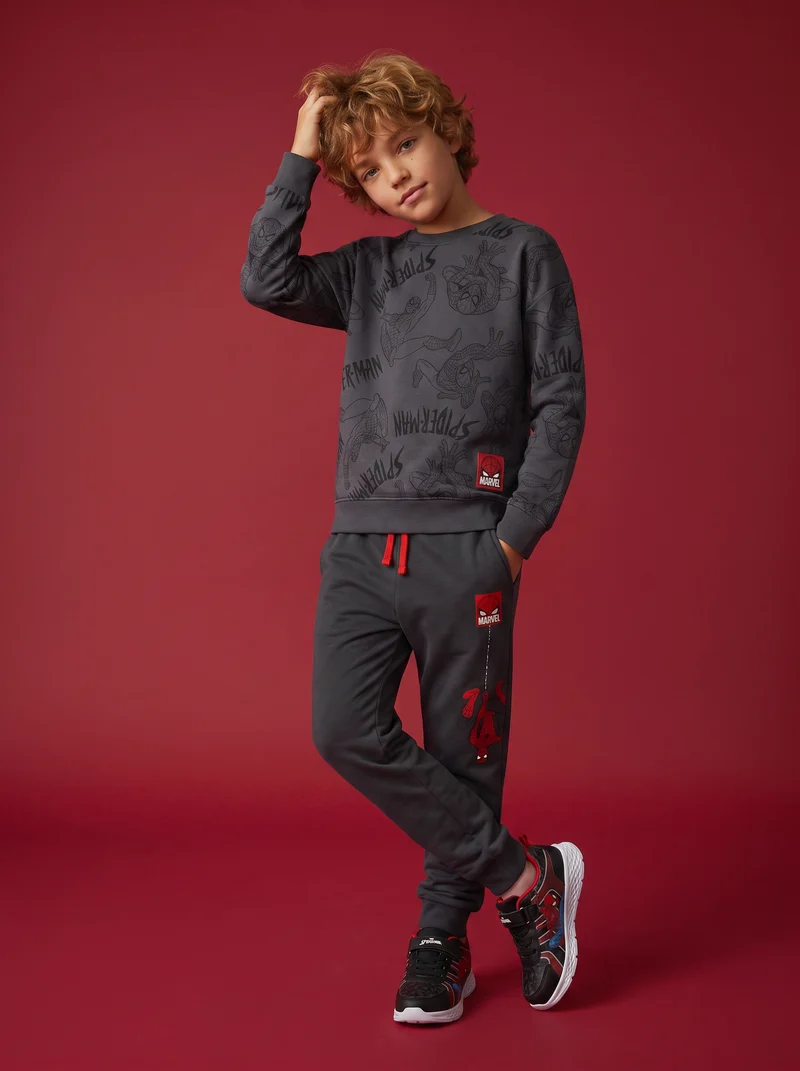 Jogger Spider-Man in cotone con elastico - Grigio piombo