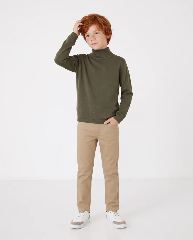 Maglia Collo Alto in Viscosa Nylon - Verde militare