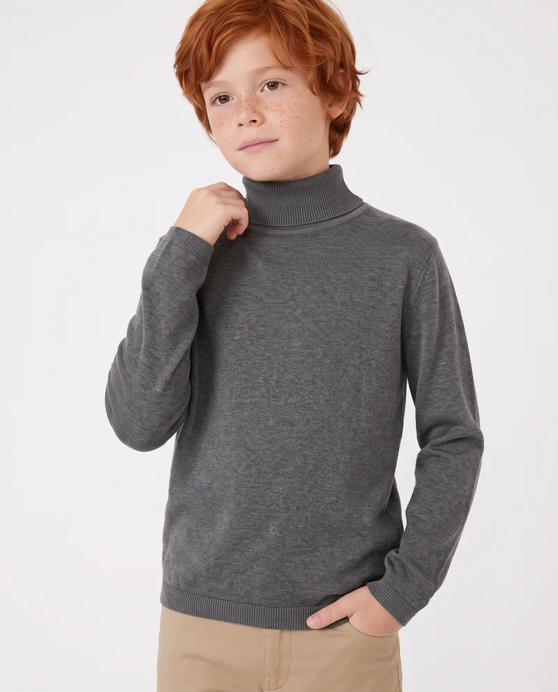 Maglia Collo Alto in Viscosa Nylon - Grigio mel.