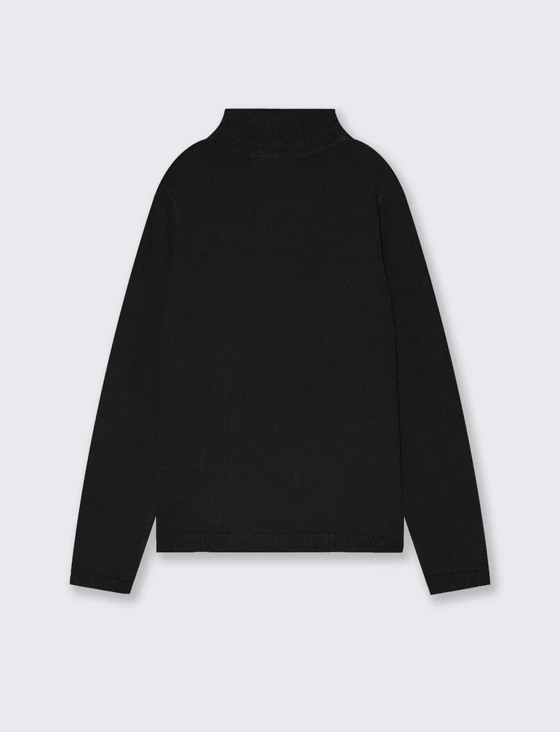 Maglia Collo Alto in Viscosa Nylon - Nero