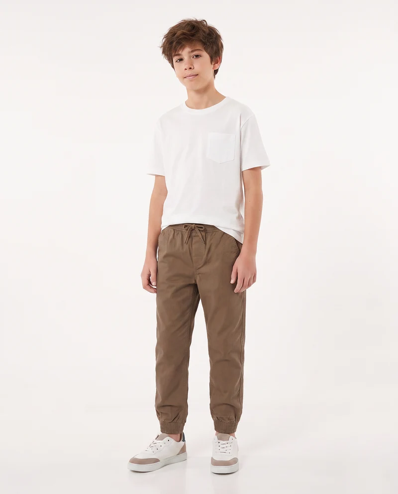Pantaloni jogger in twill di cotone - Marrone chiaro