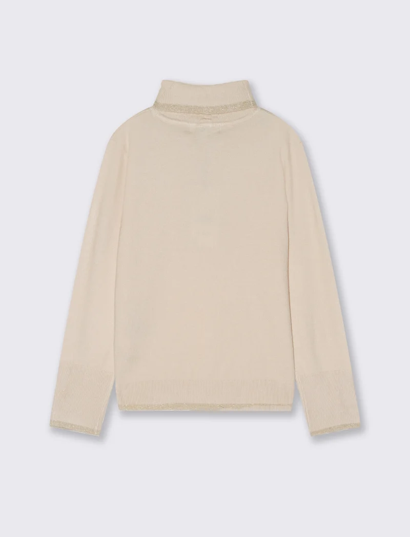 Lupetto collo alto con bordino metallico - Beige