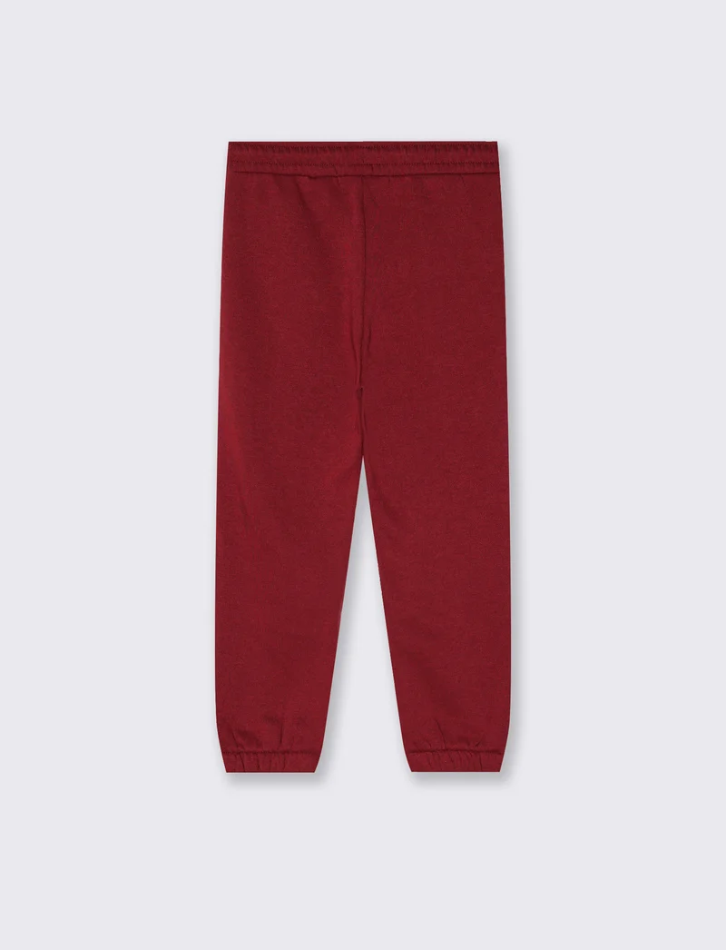 Jogger college con ricamo e tasche - Bordeaux