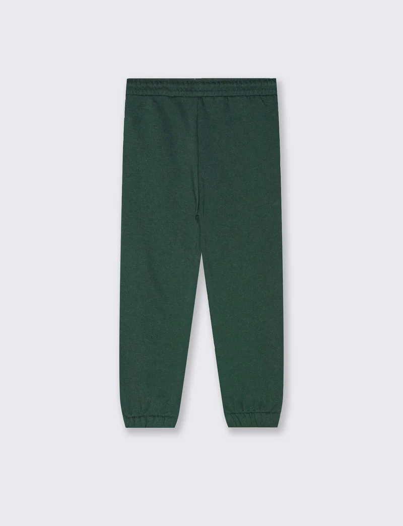 Jogger college con ricamo e tasche - Verde abete