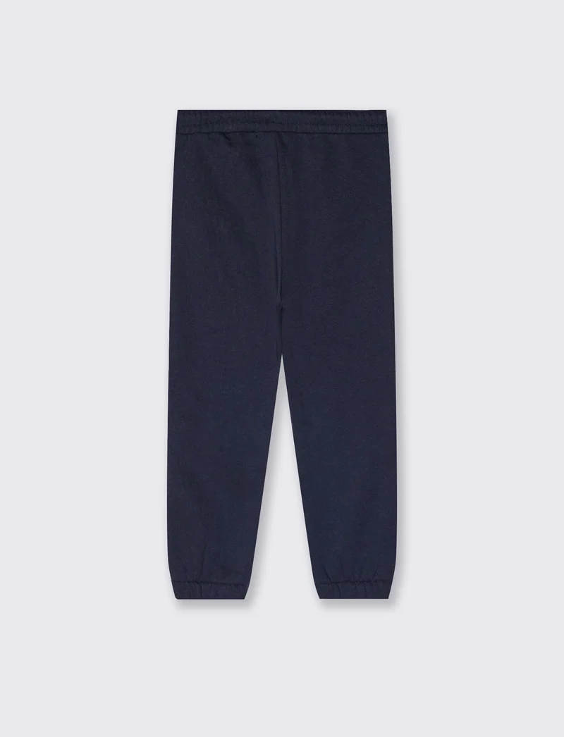 Jogger college con ricamo e tasche - Blu