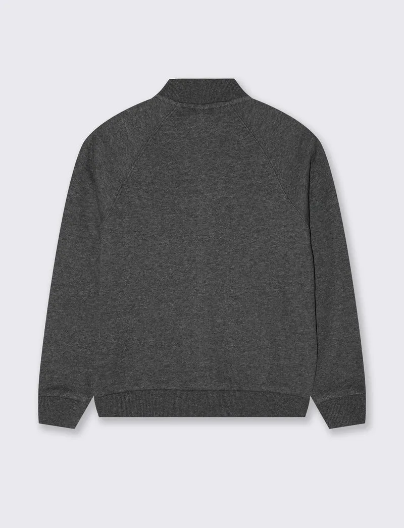 Felpa con zip e tascone frontale - Grigio mel.