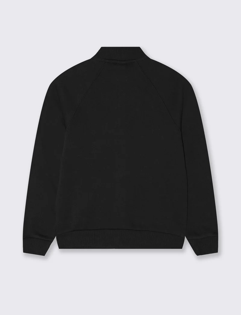 Felpa con zip e tascone frontale - Nero