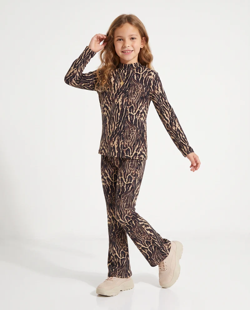 Leggings in ciniglia maculati e a zampa - Tigrato