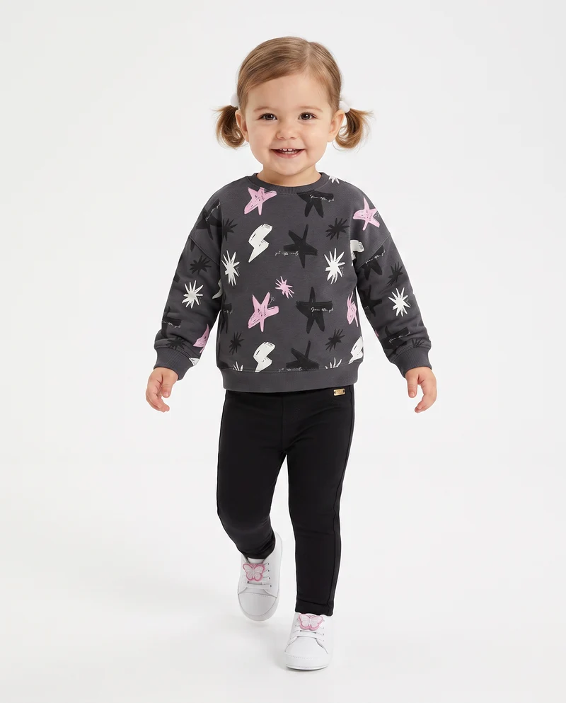 Leggings in felpa elastica con tasche - Nero