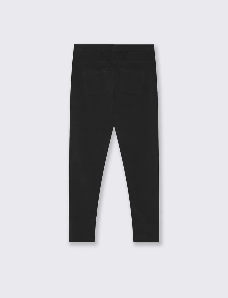 Leggings in felpa elastica con tasche - Nero