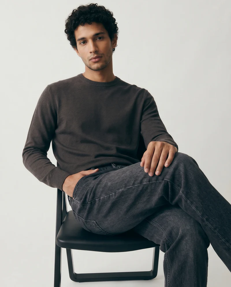 Maglia Basic Soft Touch Girocollo Regular Fit - Moro