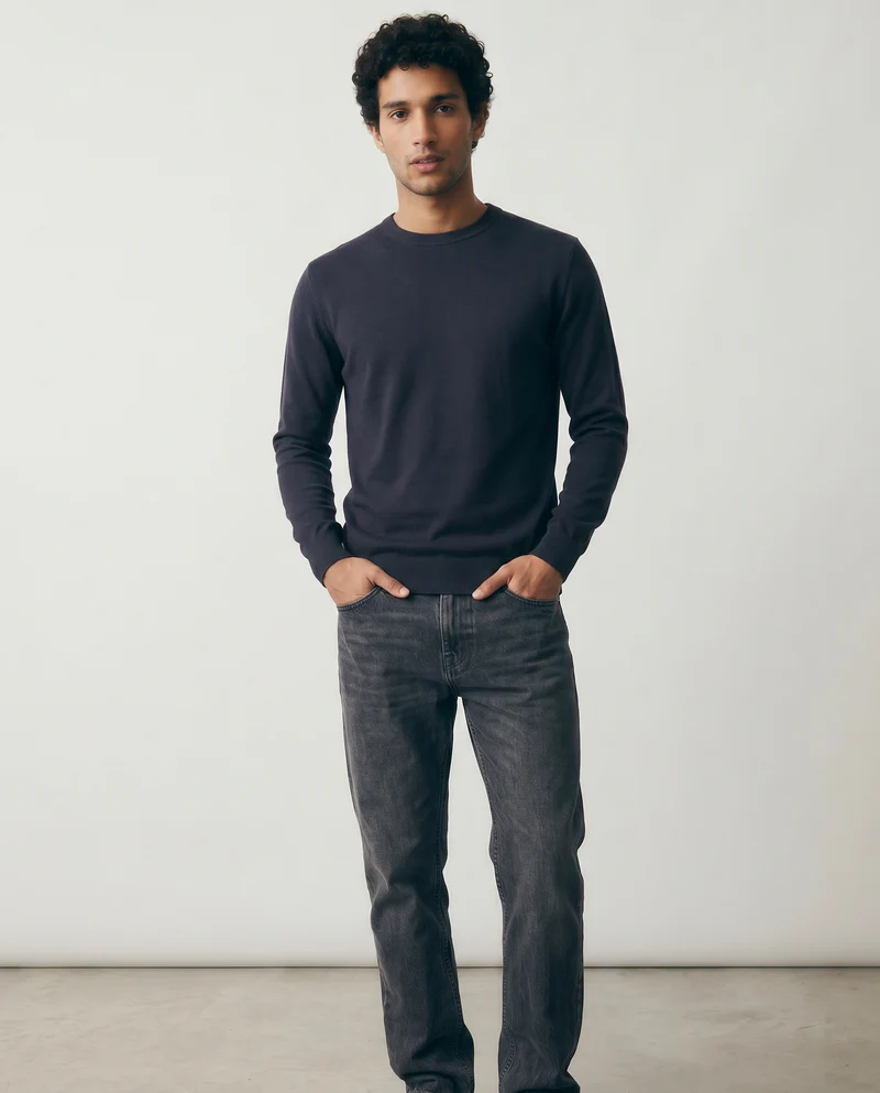 Maglia Basic Soft Touch Girocollo Regular Fit - Blu