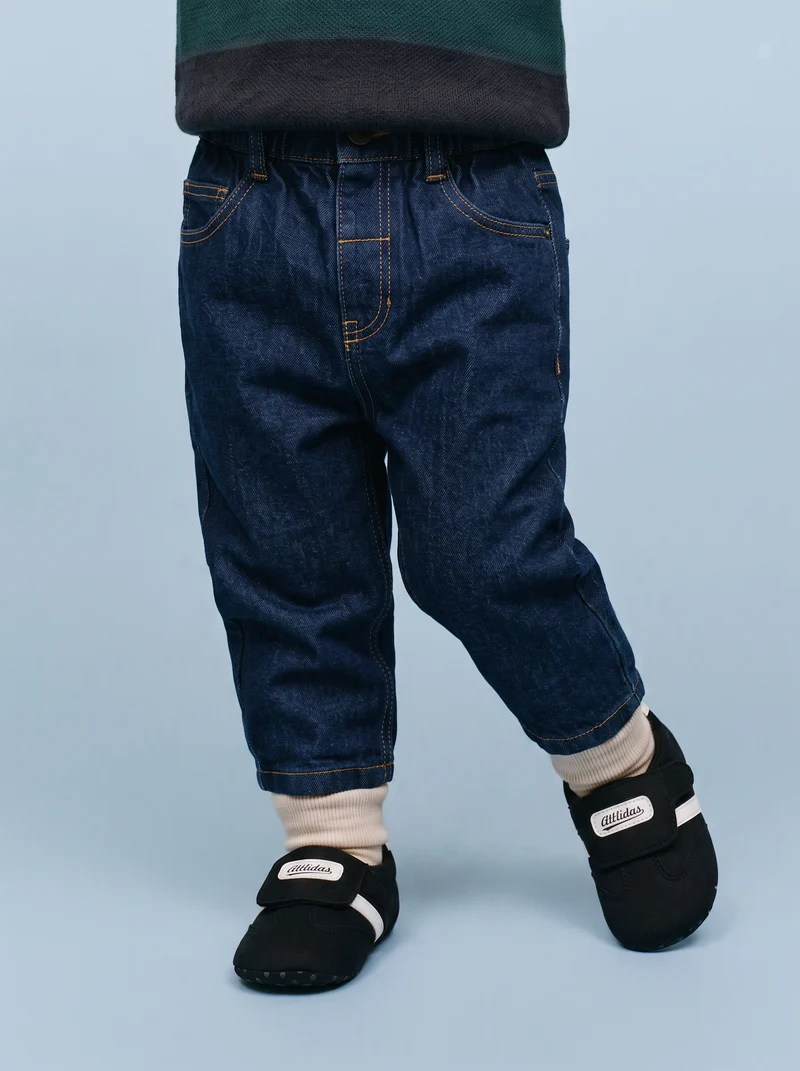 Pantaloni Denim Baggy con Cintura Elasticizzata - Denim