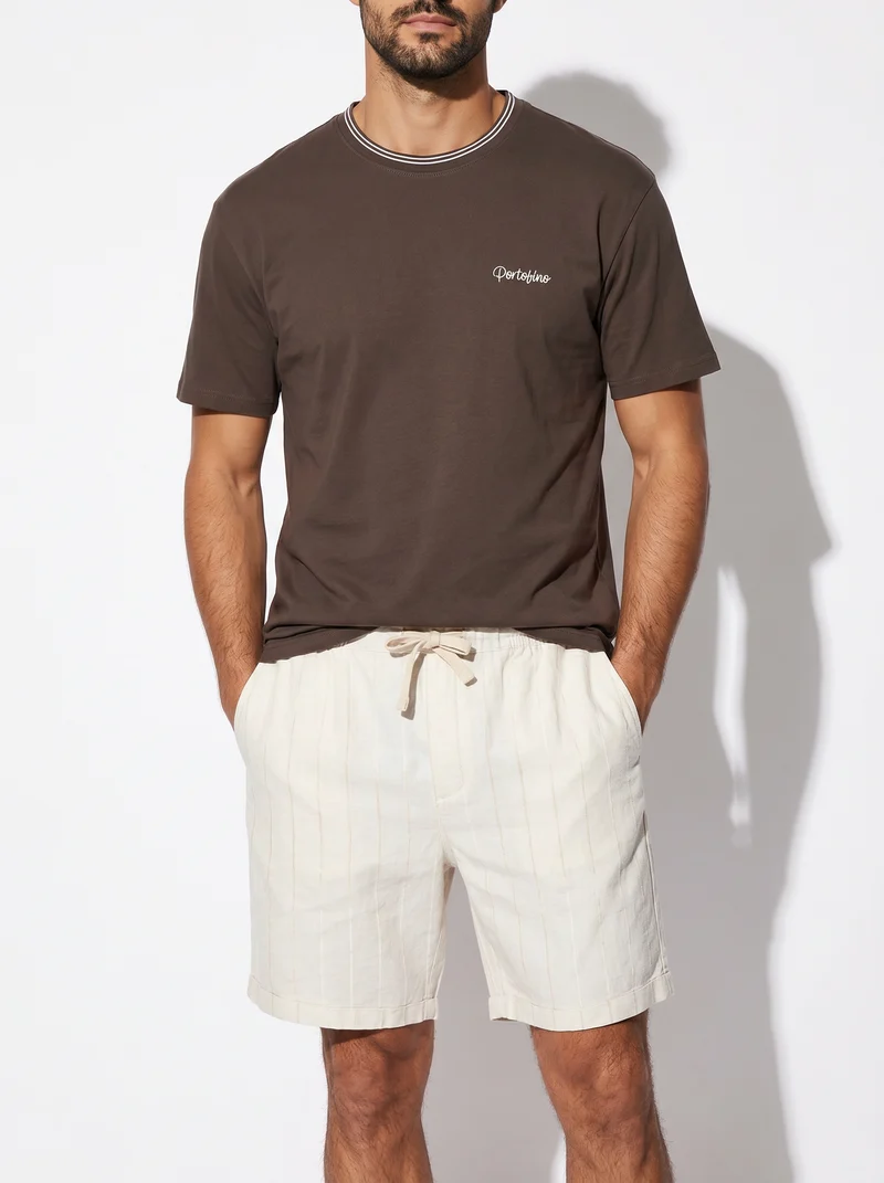 T-shirt cotone mercerizzato con contrasti - Moro