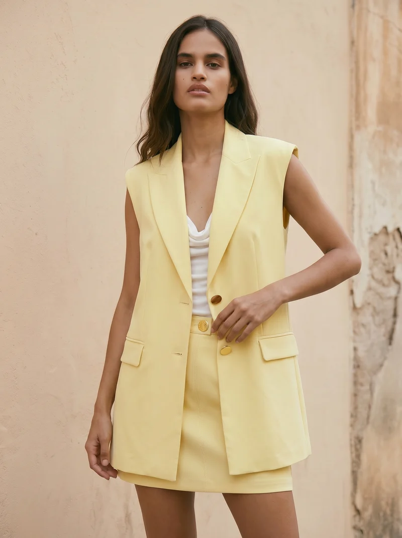 Giacca giromanica con tasche per donna - Giallo