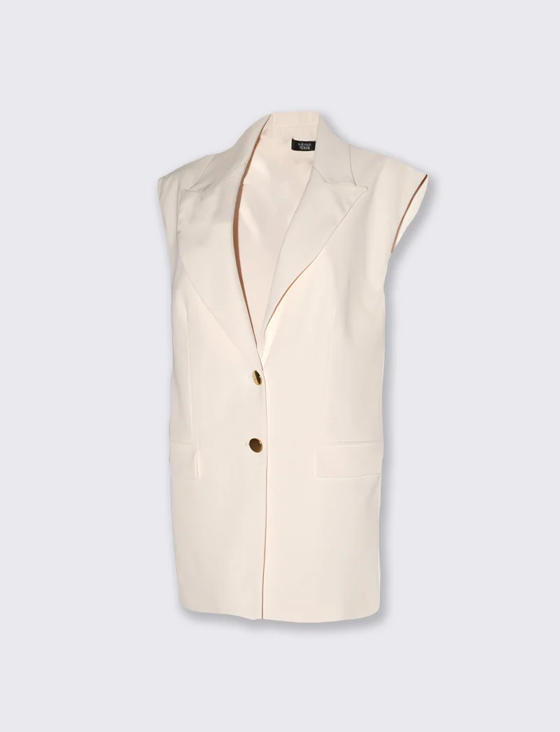 Giacca giromanica con tasche per donna - Bianco