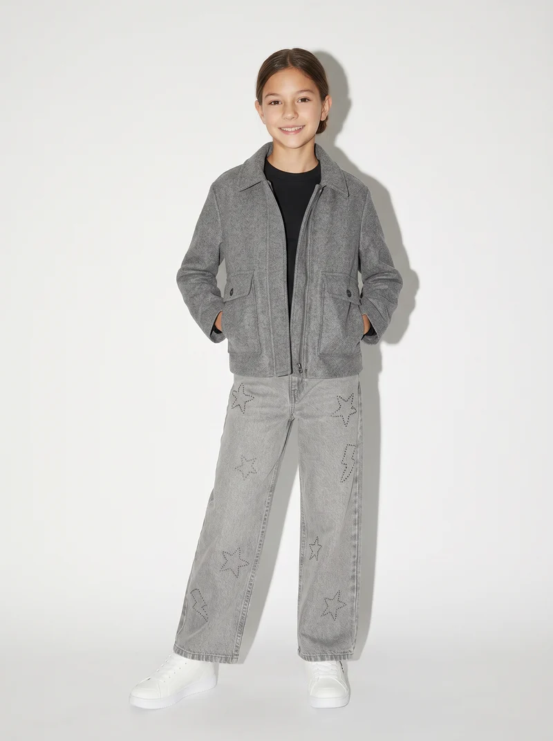 Giubbino minimal chic in morbido panno - Grigio