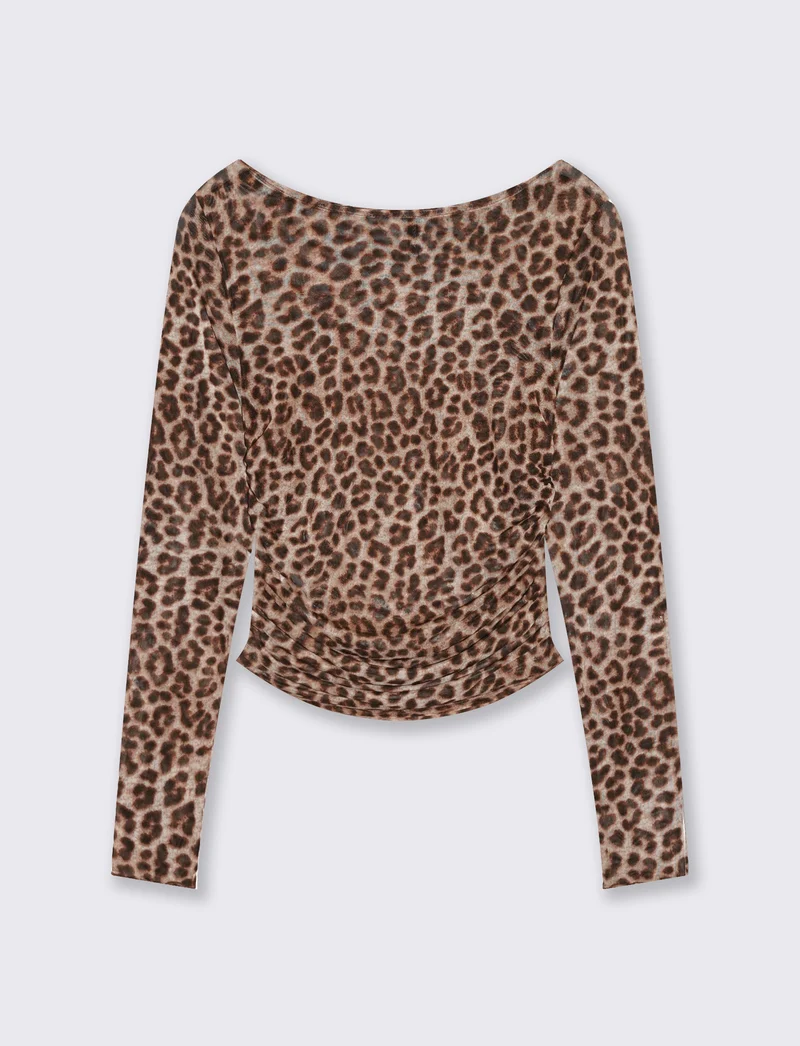 T-shirt in rete stampata con arriccio - var 1