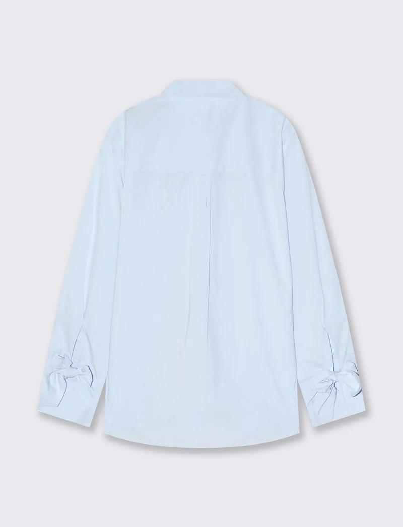 Camicia over con dettagli unici sulle maniche - Celeste
