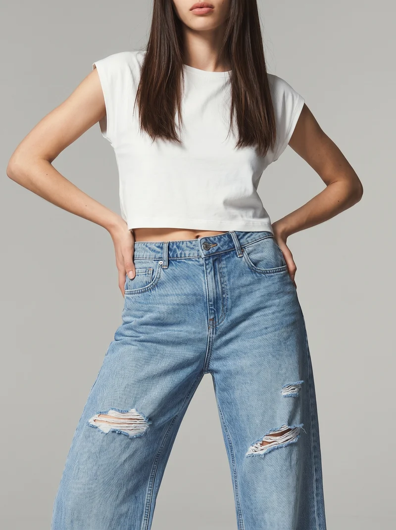 Jeans straight leg a vita bassa 5 tasche - Denim chiaro