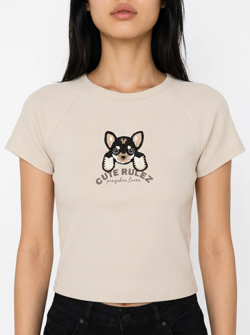 T-shirt crop manica corta raglan - var 2