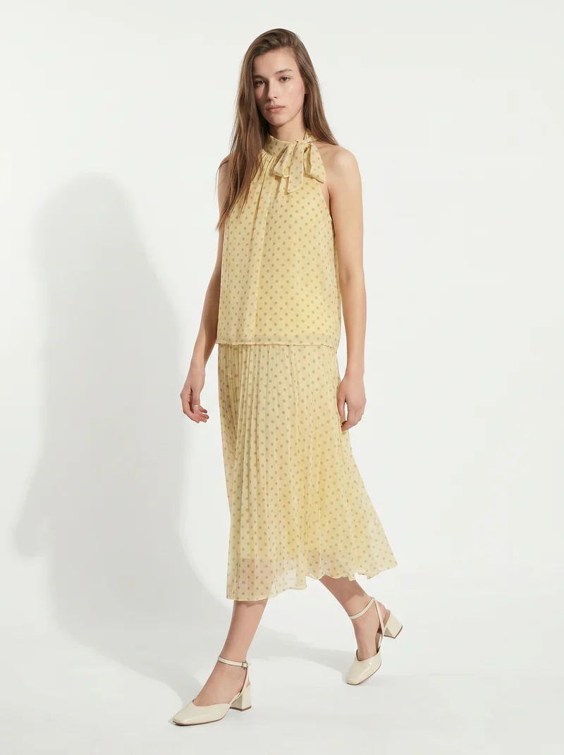 Top Scollo Halter Pois - Giallo