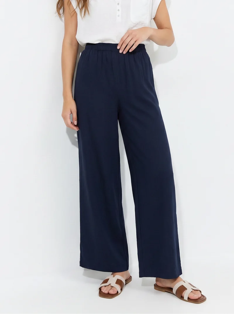 Pantalone Elasticizzato con Vestibilità Orbida - Blu