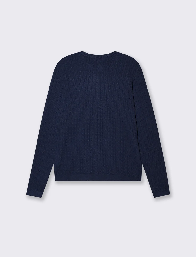 Pullover a trecce manica lunga girocollo - Verde petrolio