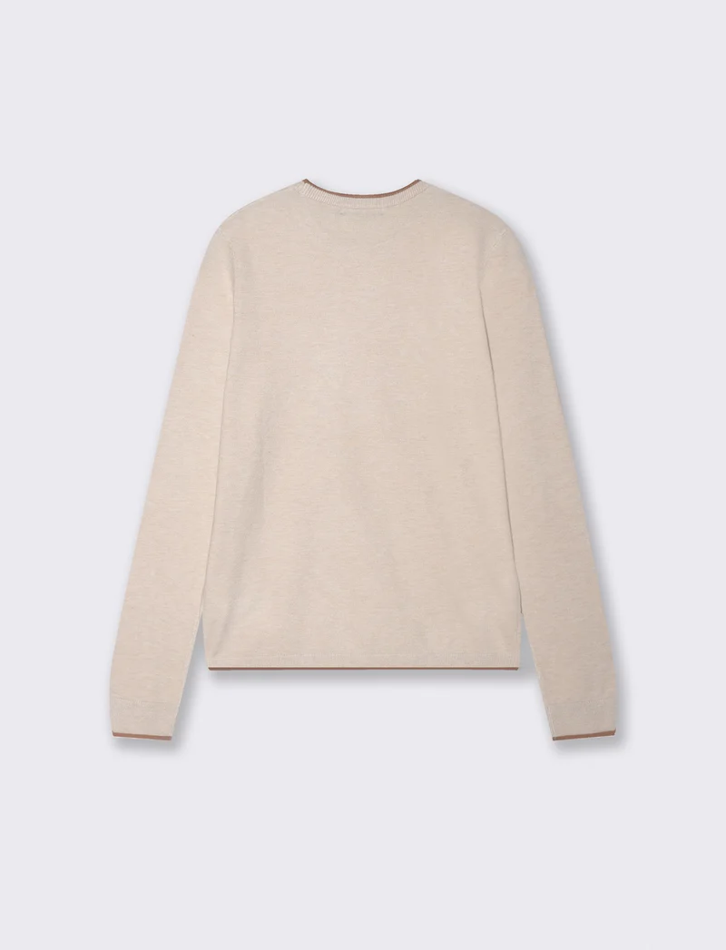Pullover girocollo con contrasto regolare - Avorio