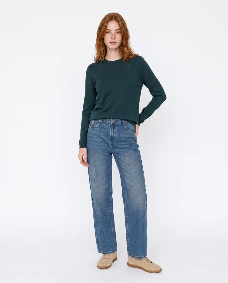 Pullover basico girocollo a manica lunga - Ottanio