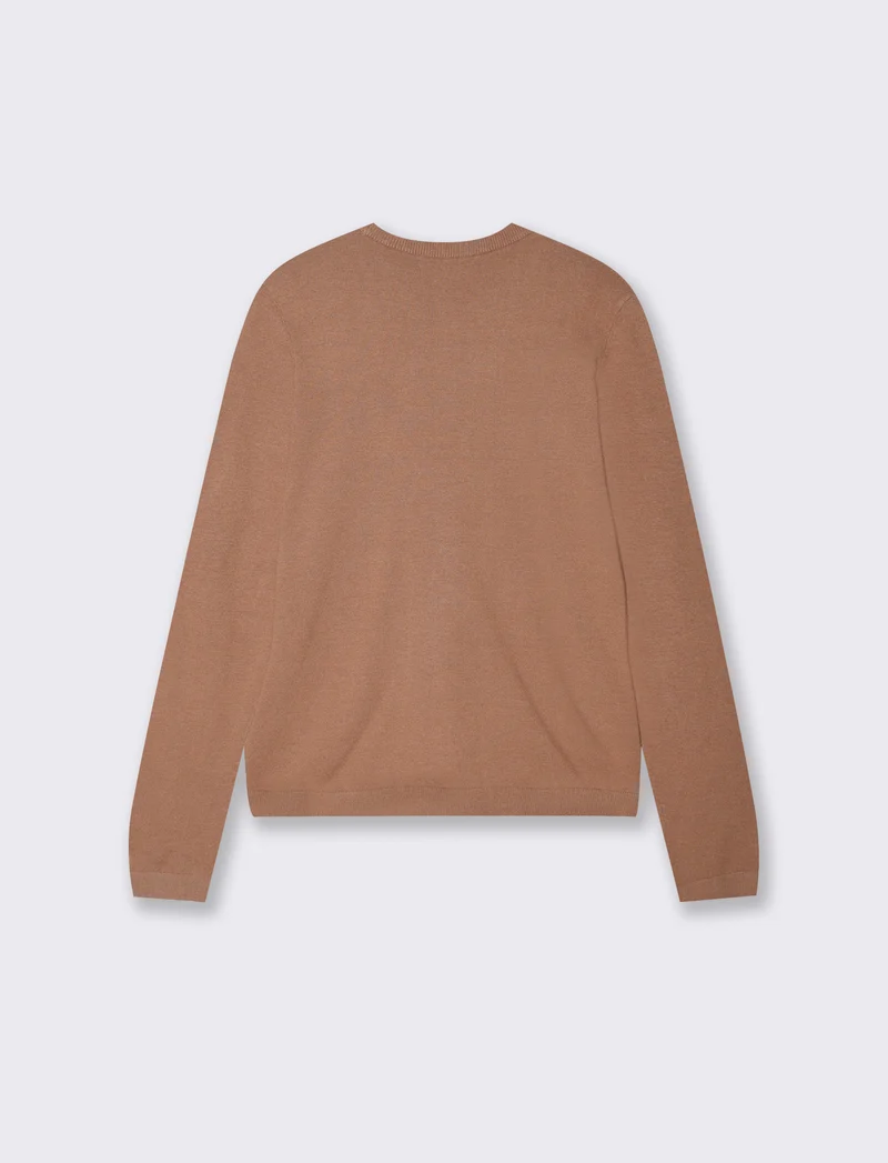Pullover basico girocollo a manica lunga - Cammello