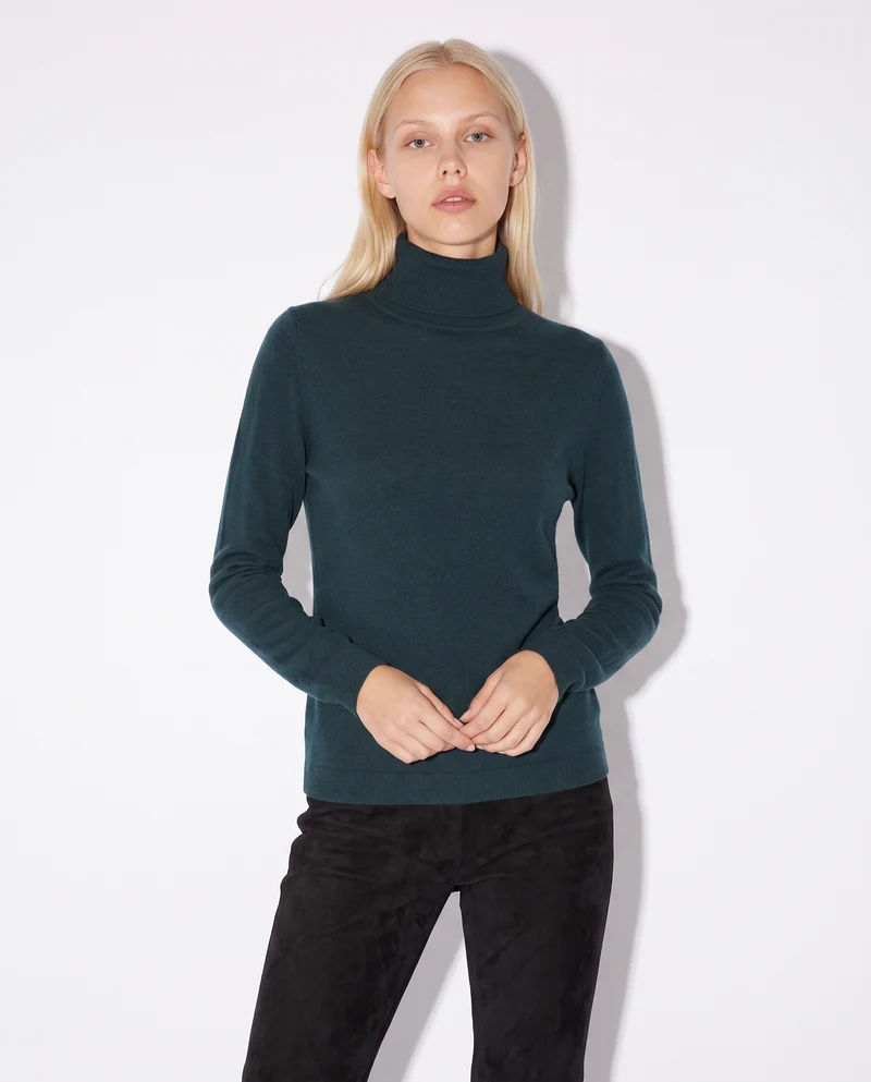 Pullover basico collo alto slim fit - Ottanio
