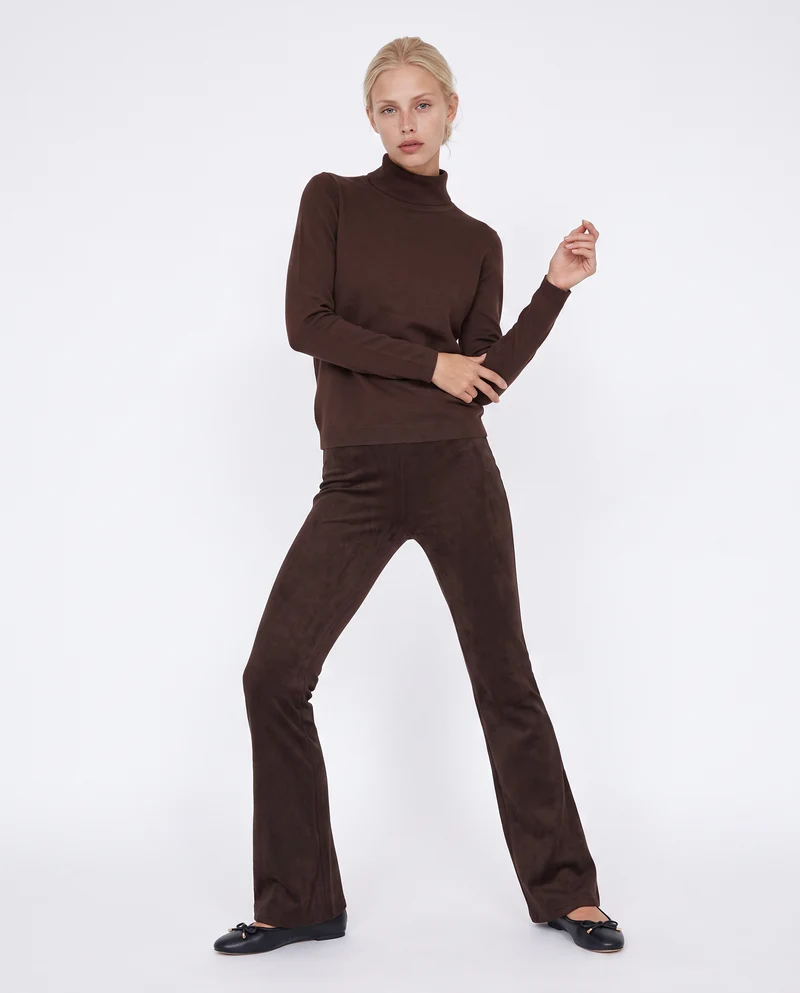 Pullover basico collo alto slim fit - Moro