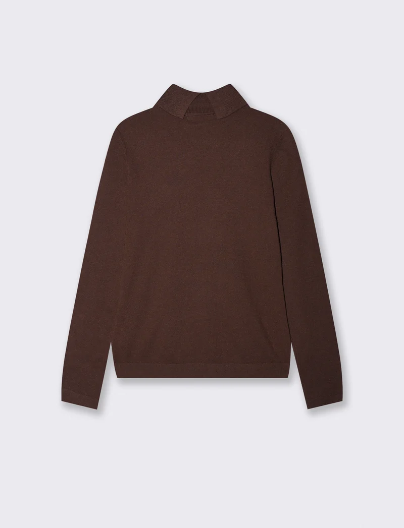 Pullover basico collo alto slim fit - Moro