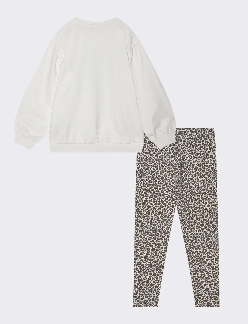 Completo felpa over size e leggings cotone - Bianco latte