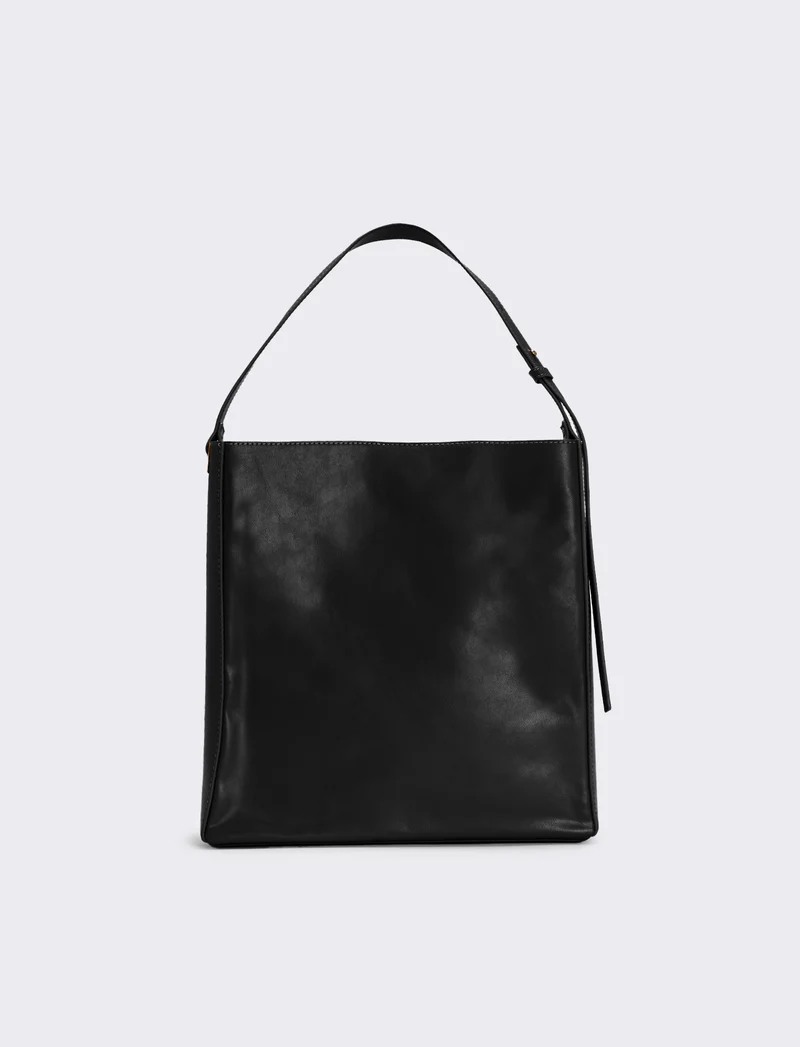 Borsa squadrata sintetica a spalla - Nero