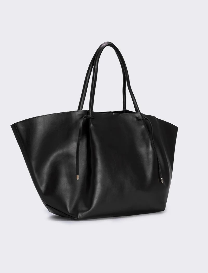 Shopper con borsello intrecciato - Nero