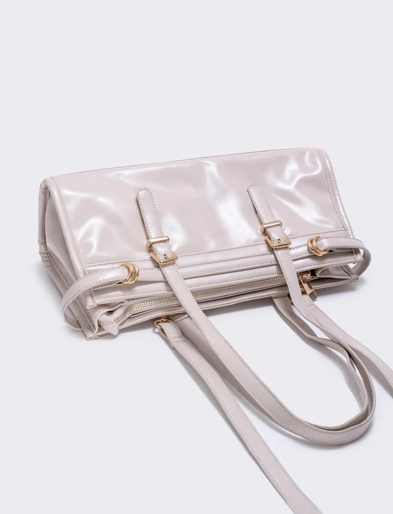 Borsa rettangolare con cinturino spalla - Beige