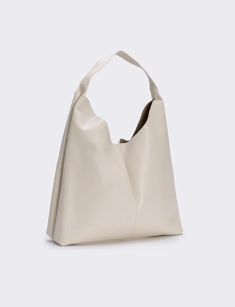 Borsa shopper grande con manico - Beige